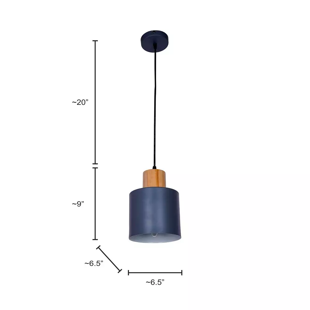 Fos Lighting Scandinavian Pendant Light 40 W Mild Steel Grey, MO111Cylinder-GreyWood-HL1