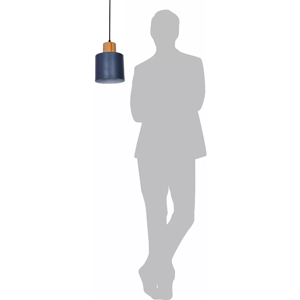 Fos Lighting Scandinavian Pendant Light 40 W Mild Steel Grey, MO111Cylinder-GreyWood-HL1
