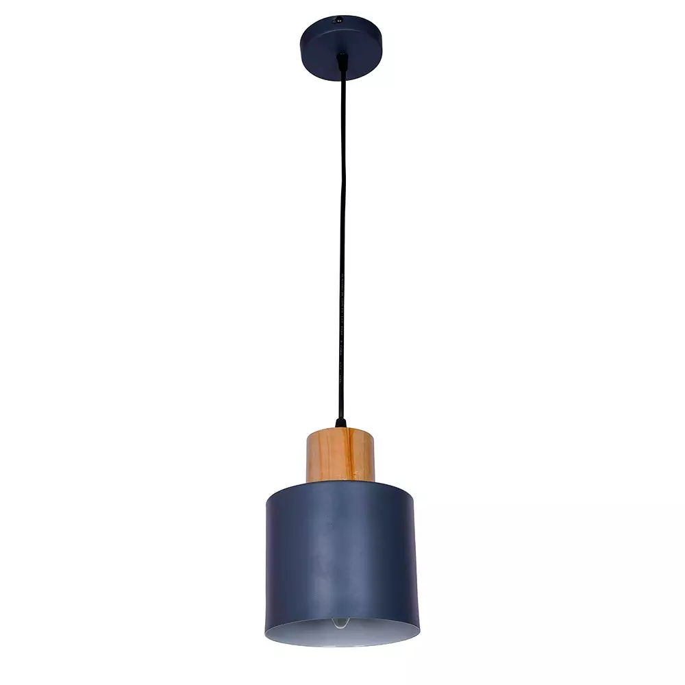 Fos Lighting Scandinavian Pendant Light 40 W Mild Steel Grey, MO111Cylinder-GreyWood-HL1