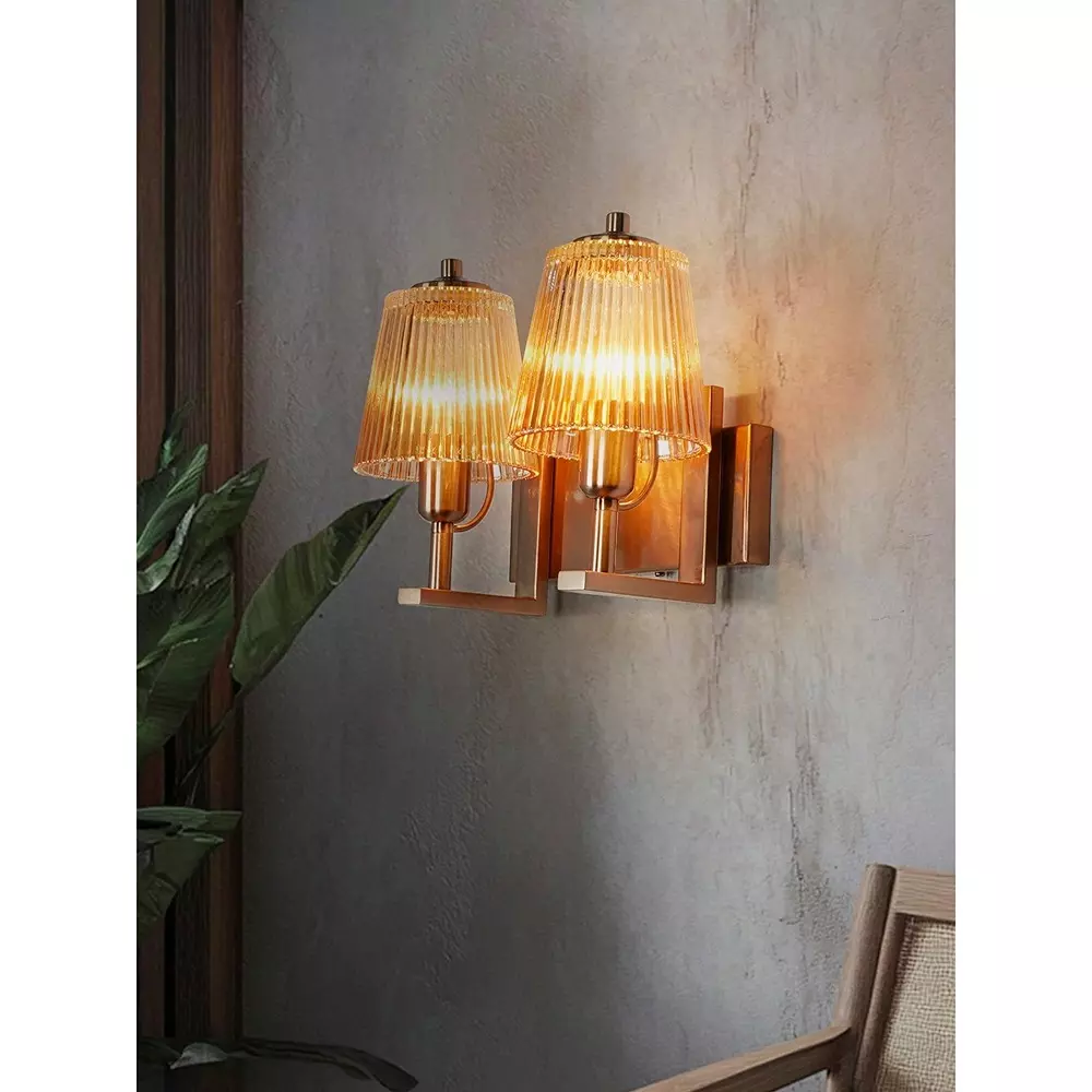 fos-lighting-wall-light-modern-double-copper-and-glass-ribbed-wall-sconce