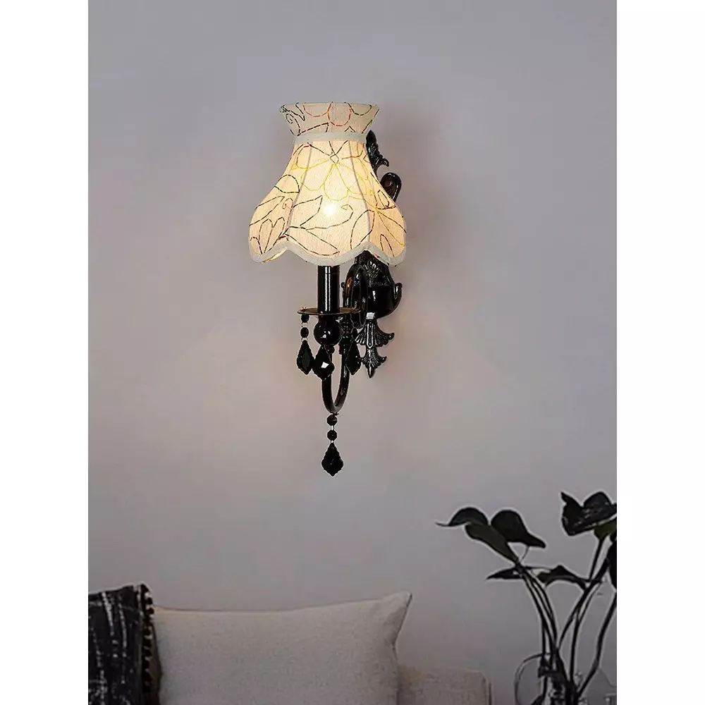 fos-lighting-wall-light-black-wall-sconce-with-green-embroidered-scalloped-shade-and-crystals