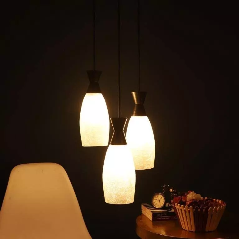 ELIANTE Hanging Light Black Metal Corded Electric Semi Flush Mount Without Bulb, BELAN-GLASS-3LP-HL