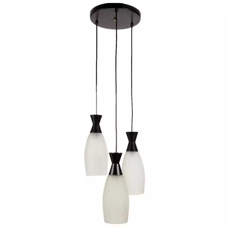 ELIANTE Hanging Light Black Metal Corded Electric Semi Flush Mount Without Bulb, BELAN-GLASS-3LP-HL