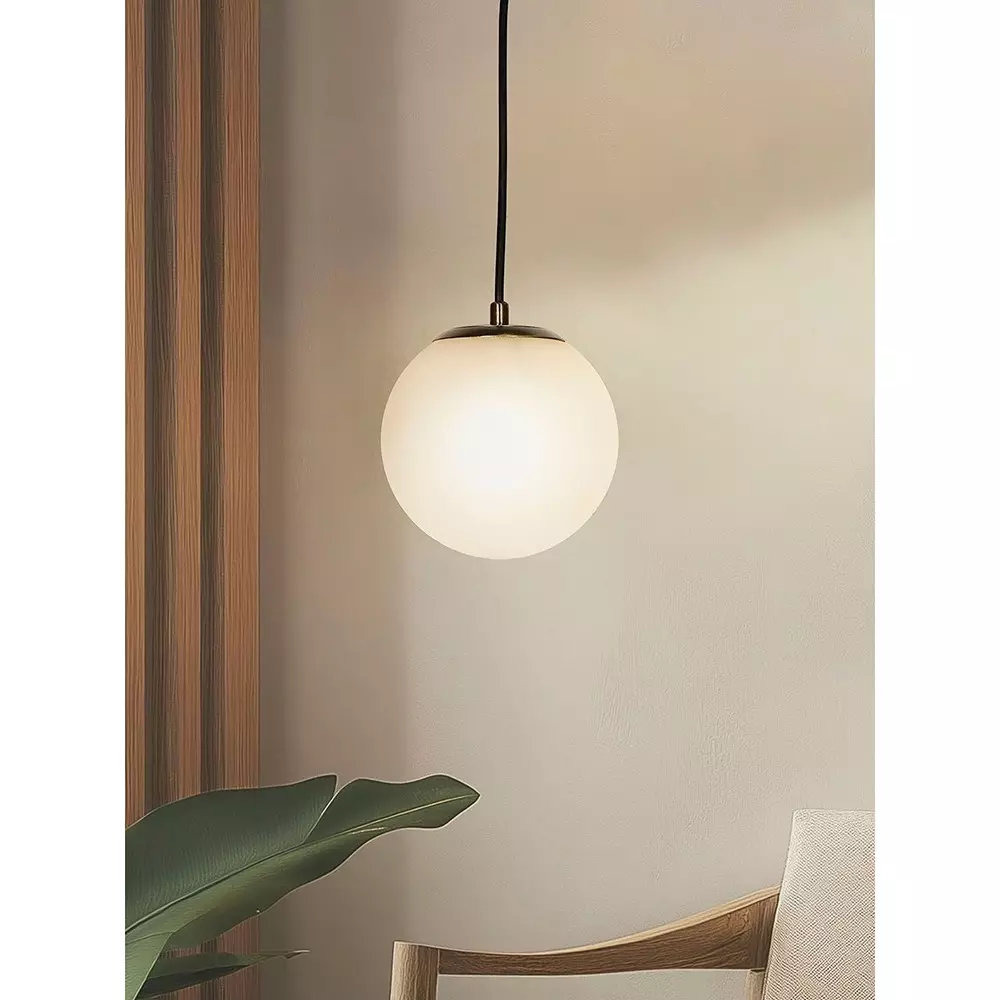 Fos Lighting Frosted Globe Pendant Light with Antique Brass Fixture 6 inch (15.24 cm) 40 W
