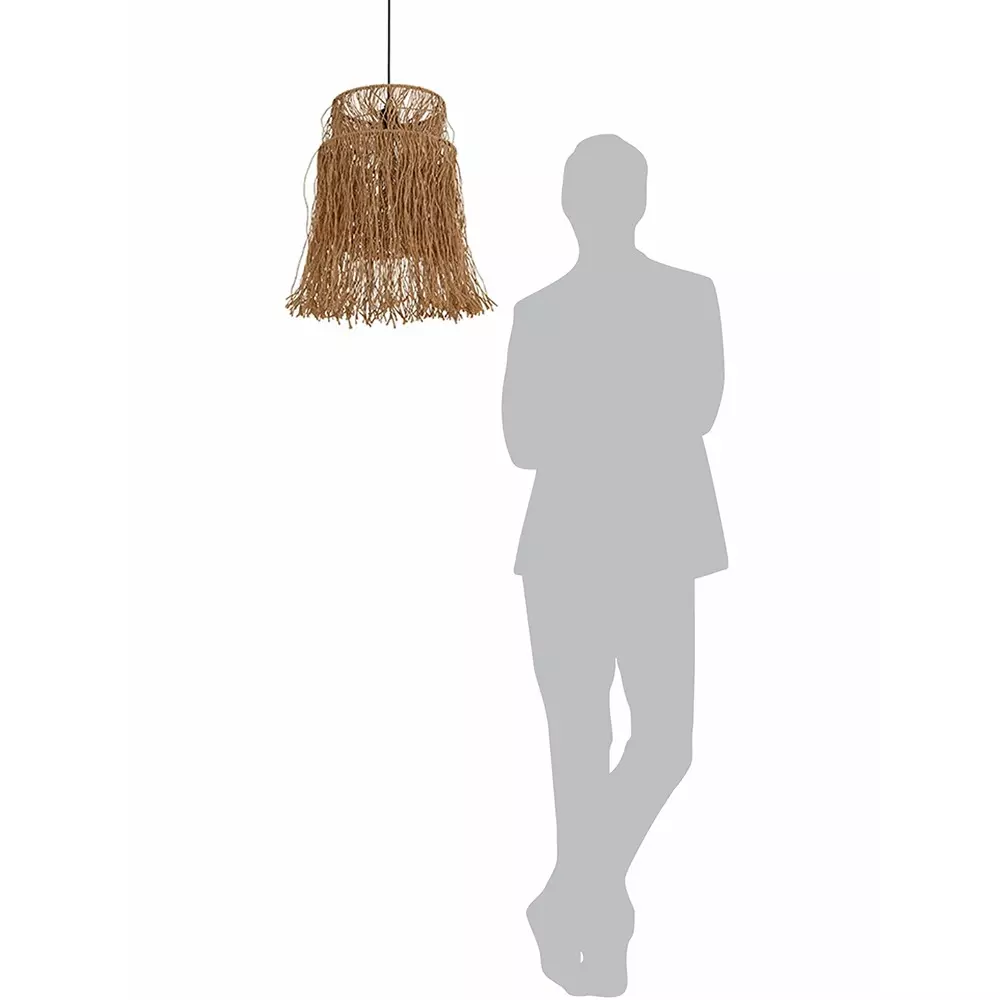 Fos Lighting Hanging Light Rustic Raffia Two-Tiered Pendant Light