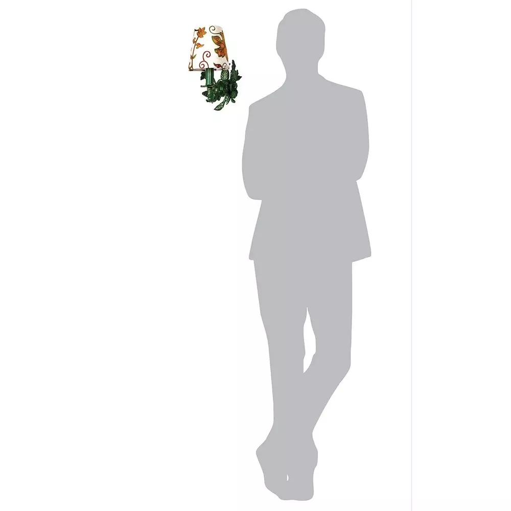 Fos Lighting Wall Light Green Aluminium Wall Sconce with Kashida Velvet Shade