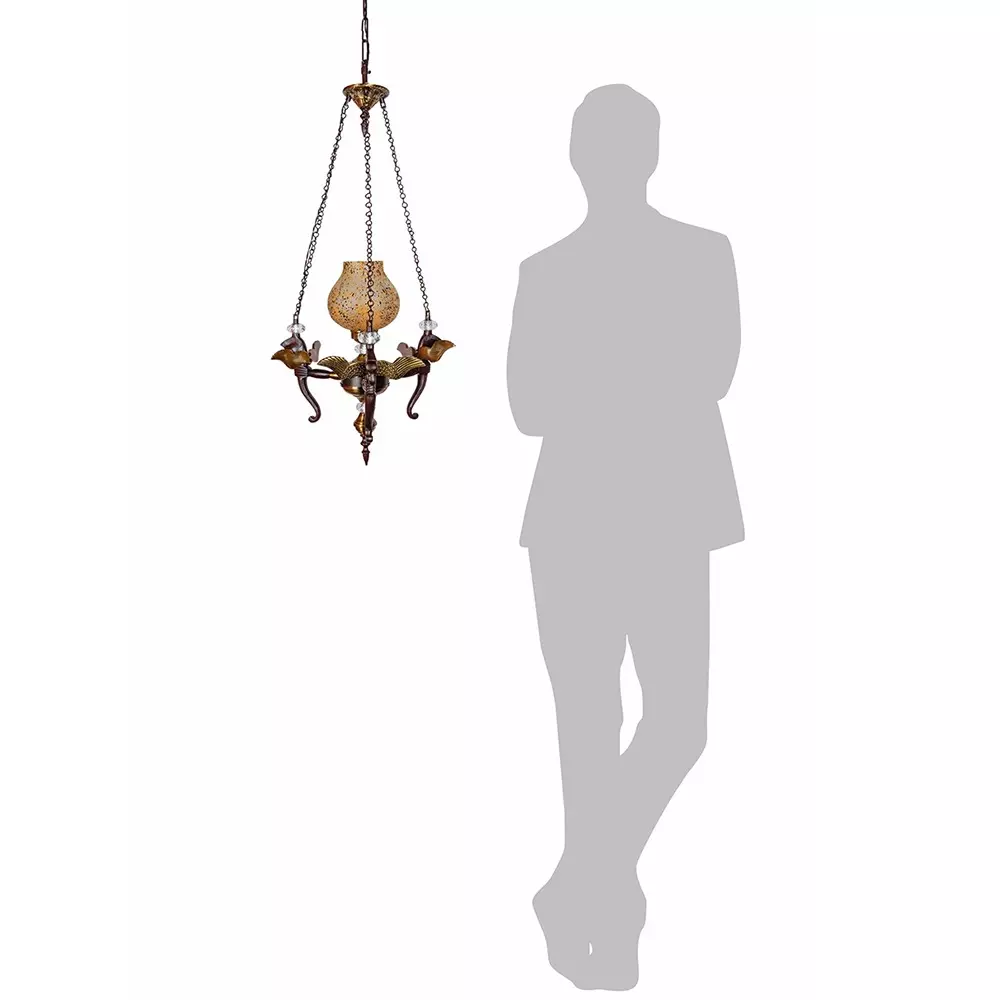 Fos Lighting Hanging Light Pegasus Horse Head Pendant Chandelier with Yellow Glass Shade