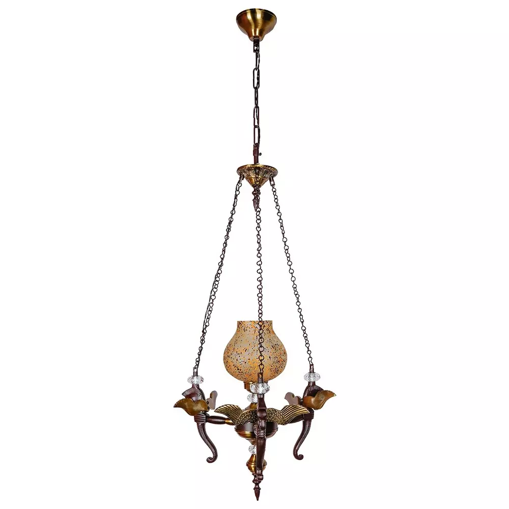 Fos Lighting Hanging Light Pegasus Horse Head Pendant Chandelier with Yellow Glass Shade