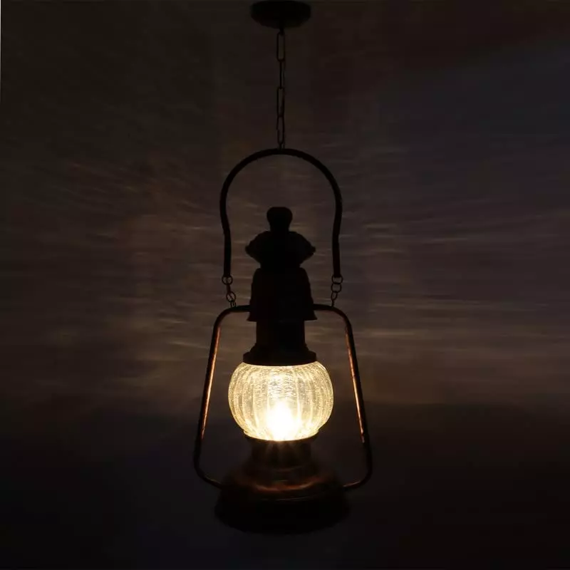ELIANTE Hanging Light Gold Metal Semi Flush Mount Without Bulb, LAMP-KHARBUJA-Big