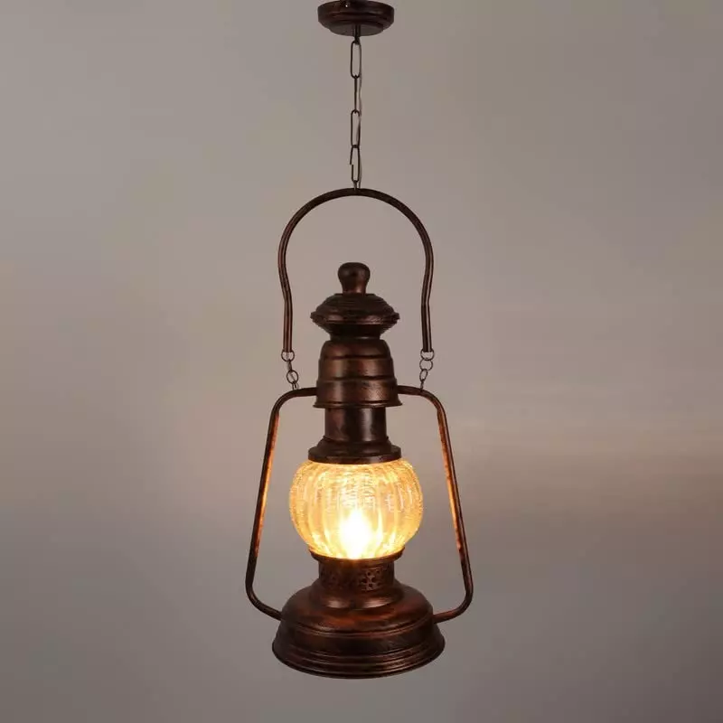 ELIANTE Hanging Light Gold Metal Semi Flush Mount Without Bulb, LAMP-KHARBUJA-Big