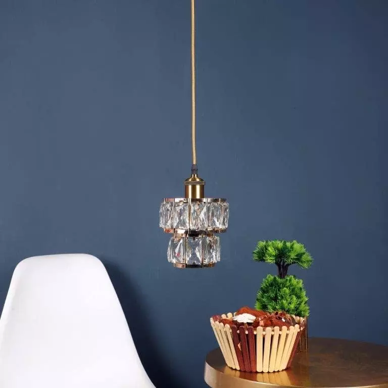 ELIANTE Hanging Light Golden Metal Corded Electric Semi Flush Mount