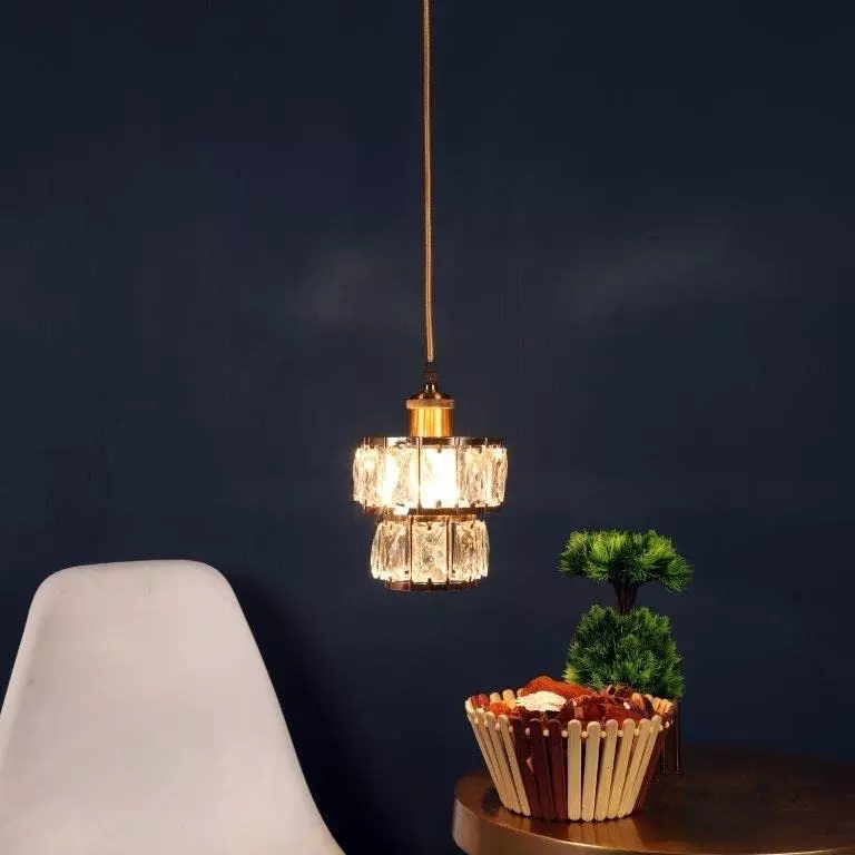 ELIANTE Hanging Light Golden Metal Corded Electric Semi Flush Mount