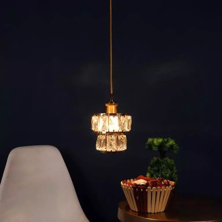 ELIANTE Hanging Light Golden Metal Corded Electric Semi Flush Mount
