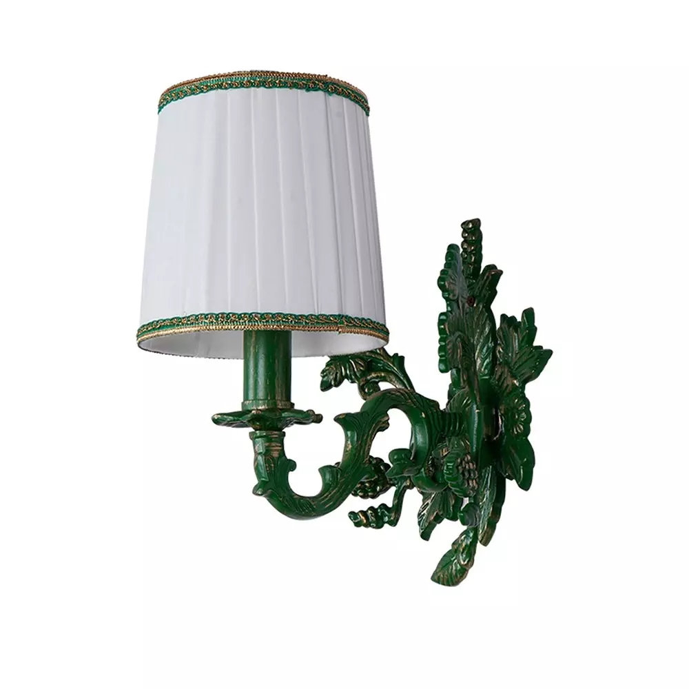 Fos Lighting Wall Light Green Grapevine Wall Sconce with Pleated Shade