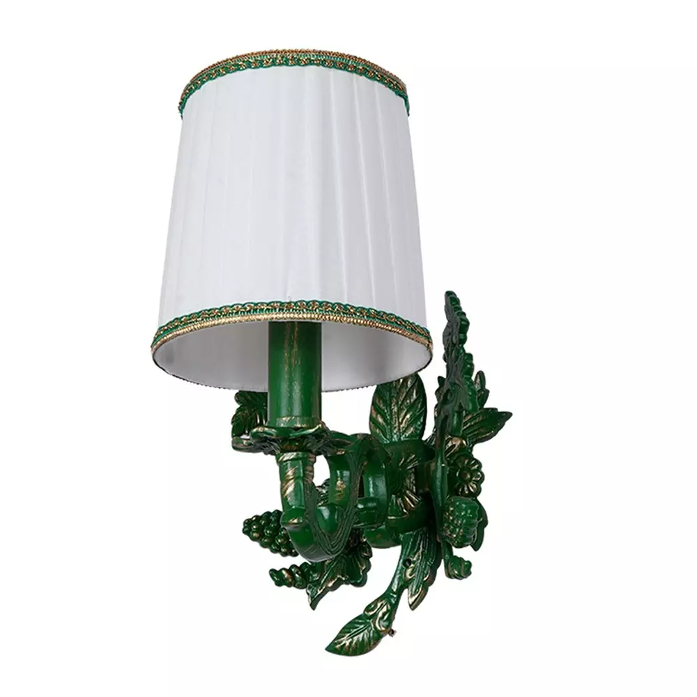 Fos Lighting Wall Light Green Grapevine Wall Sconce with Pleated Shade