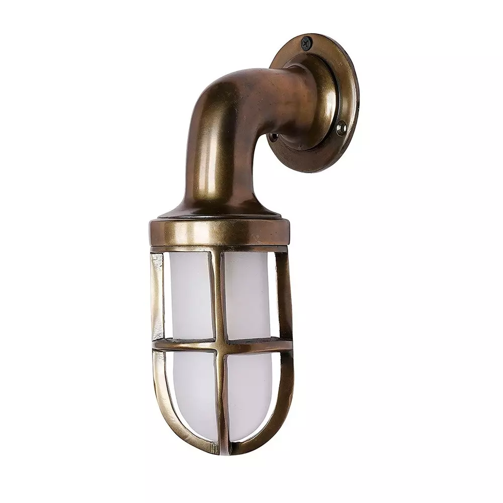Fos Lighting Bulkhead Mini Nautical Outdoor Bulkhead Light | Industrial Gooseneck Style