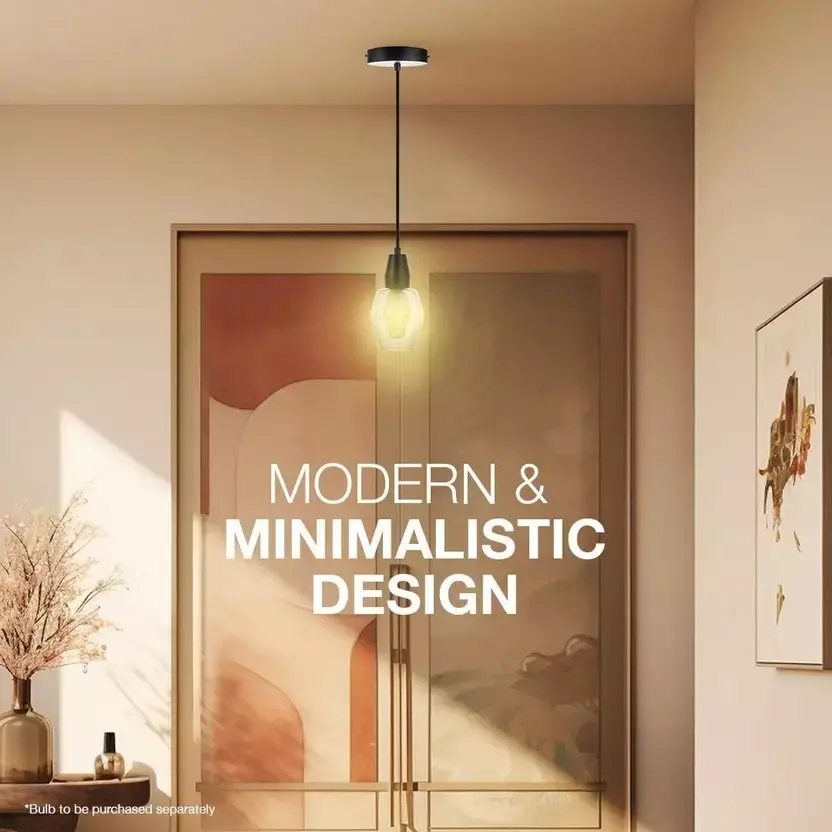 Havells Cresta Pendant 1LS, E27 Base Cap in Black Color, LHFIAWD1TN1K007 (Without Bulb)