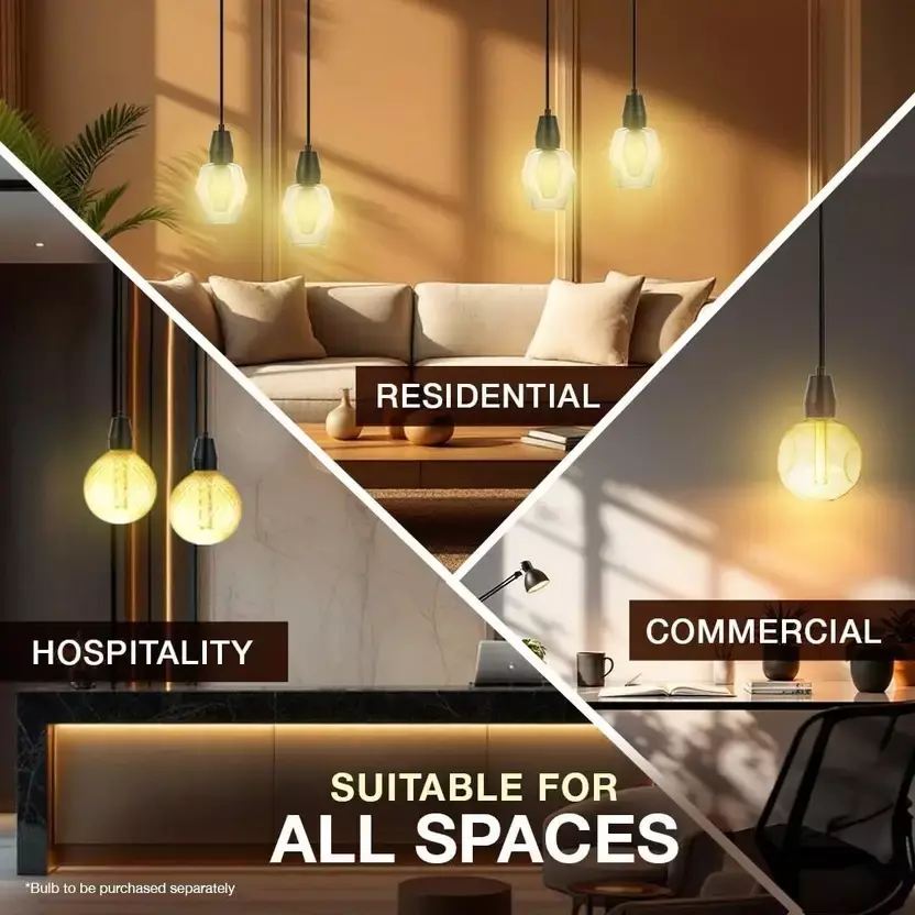 Havells Cresta Pendant 1LS, E27 Base Cap in Black Color, LHFIAWD1TN1K007 (Without Bulb)