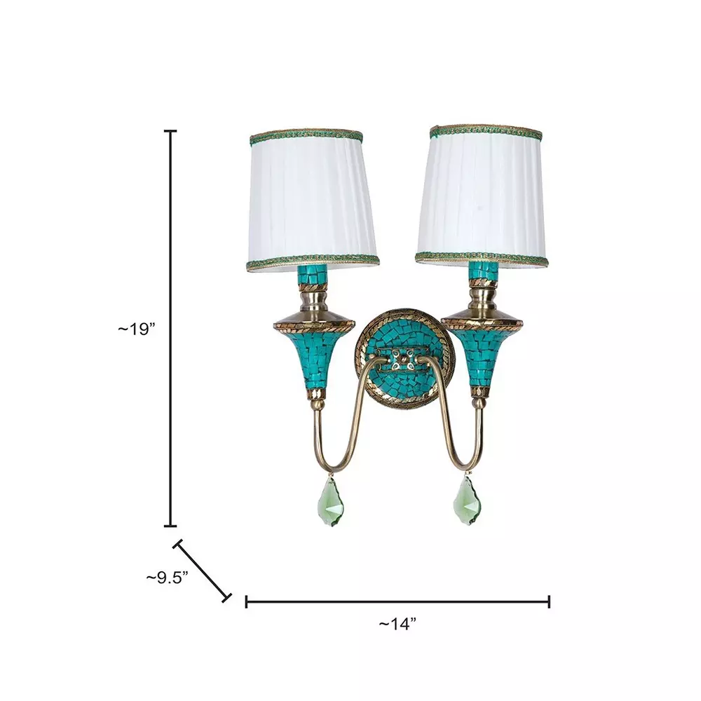 fos-lighting-wall-light-tibetan-nepalese-double-funnel-wall-sconce-with-pleated-shades-and-green-stonework