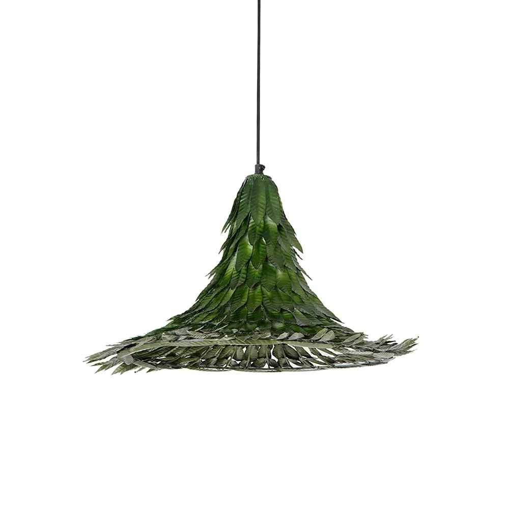 Fos Lighting Hanging Light Green Leaves Trumpet Pendant Light