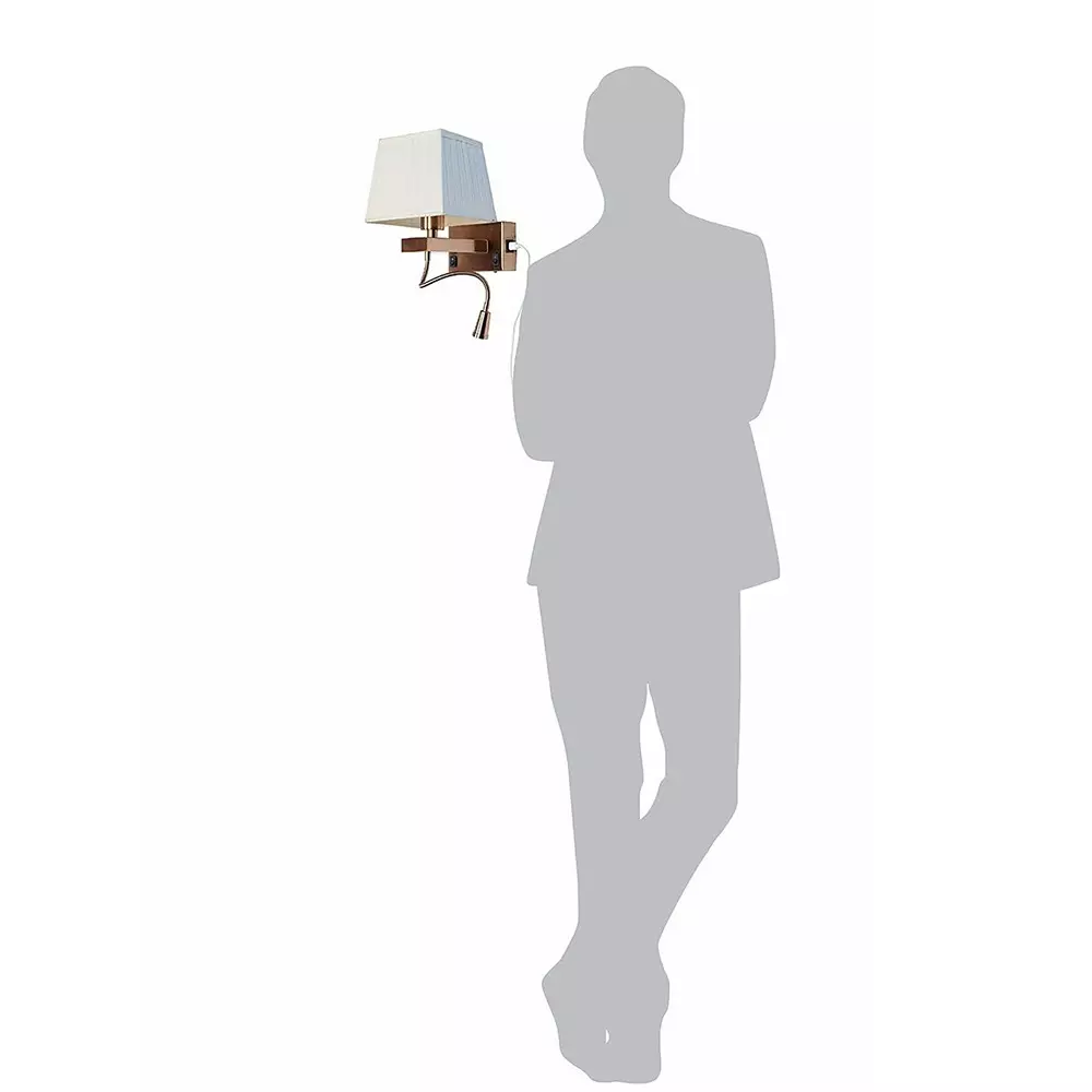 Fos Lighting Wall Light Modern Bedside Reading LED Wall Sconce with USB Charger | Brushed Brass, White Pleated Shade