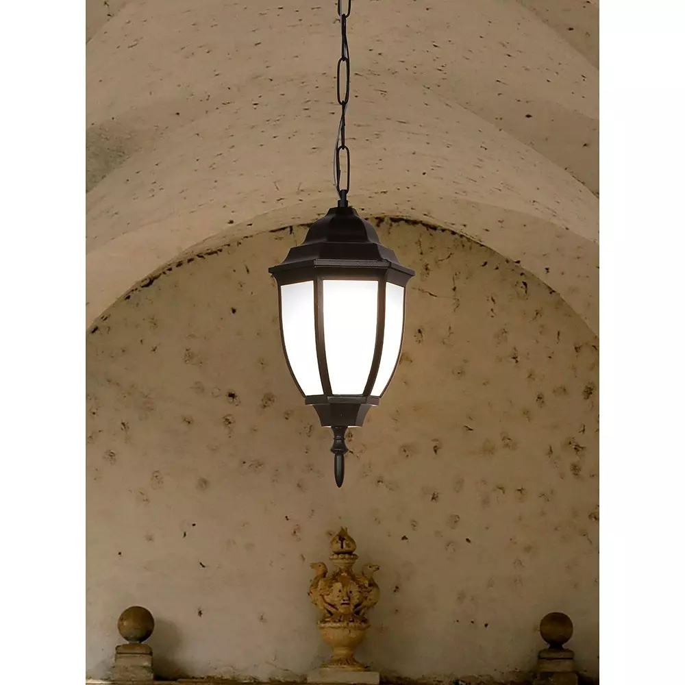 Fos Lighting Victorian Outdoor Hanging Light with White Acrylic Panes Matte Finish 40 W