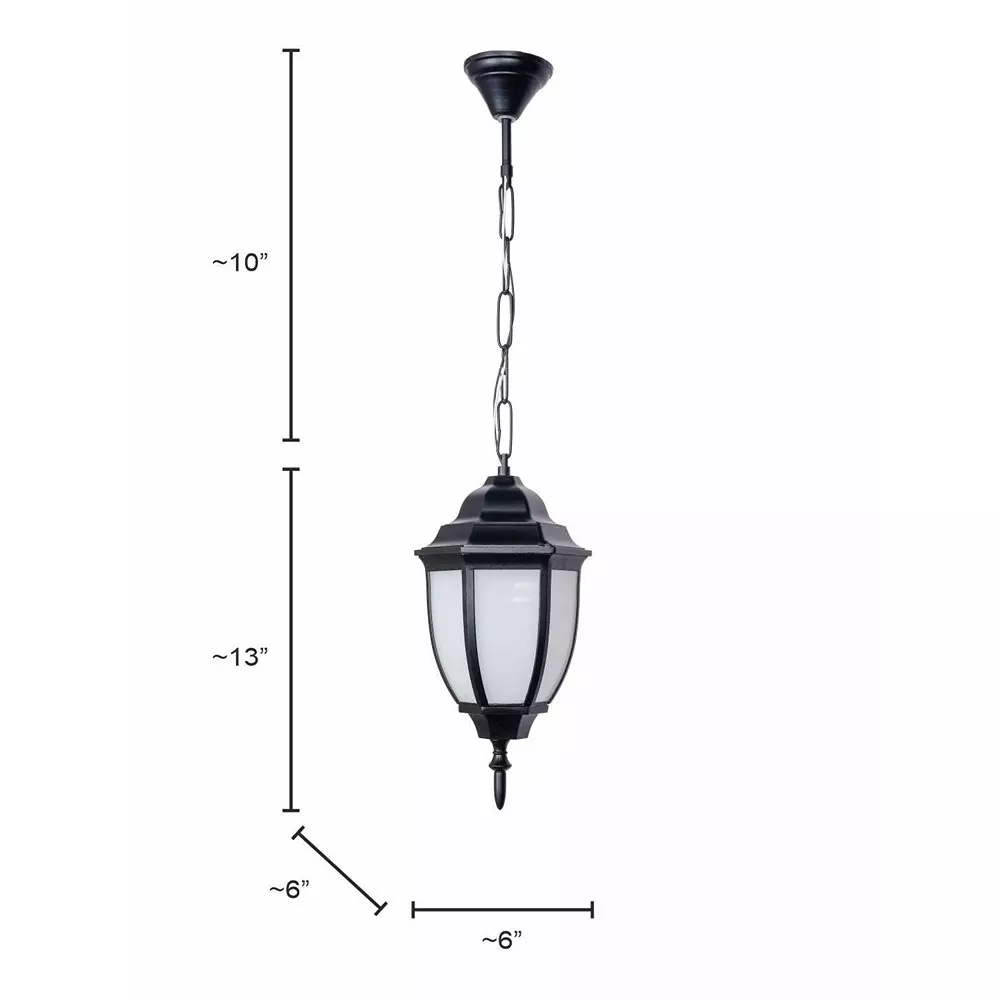 Fos Lighting Victorian Outdoor Hanging Light with White Acrylic Panes Matte Finish 40 W