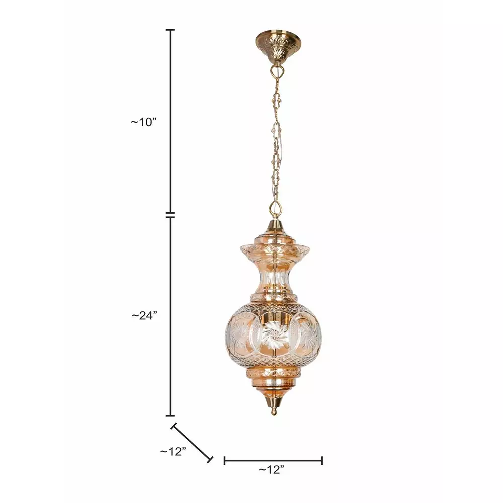 Fos Lighting Luster Pendant Light with Hand-Cut Glass 40 W Glass Gold, LongNeck-FancyCut-Luster-B-HL1