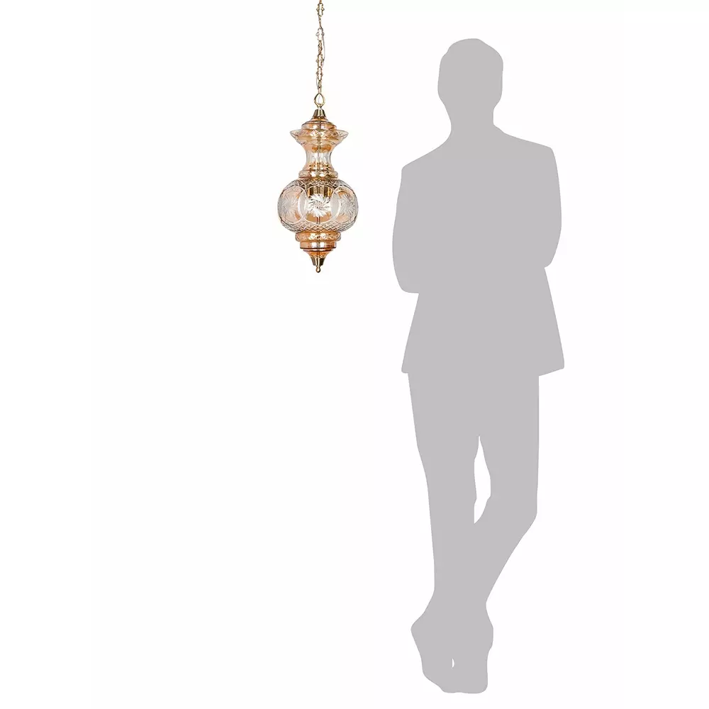 Fos Lighting Luster Pendant Light with Hand-Cut Glass 40 W Glass Gold, LongNeck-FancyCut-Luster-B-HL1