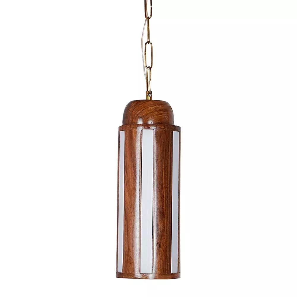 Fos Lighting Hanging Light Modern Wood Cylinder LED Pendant Light
