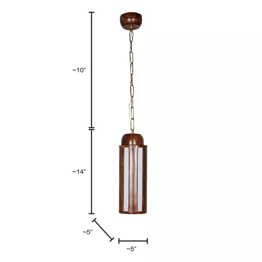 Fos Lighting Hanging Light Modern Wood Cylinder LED Pendant Light