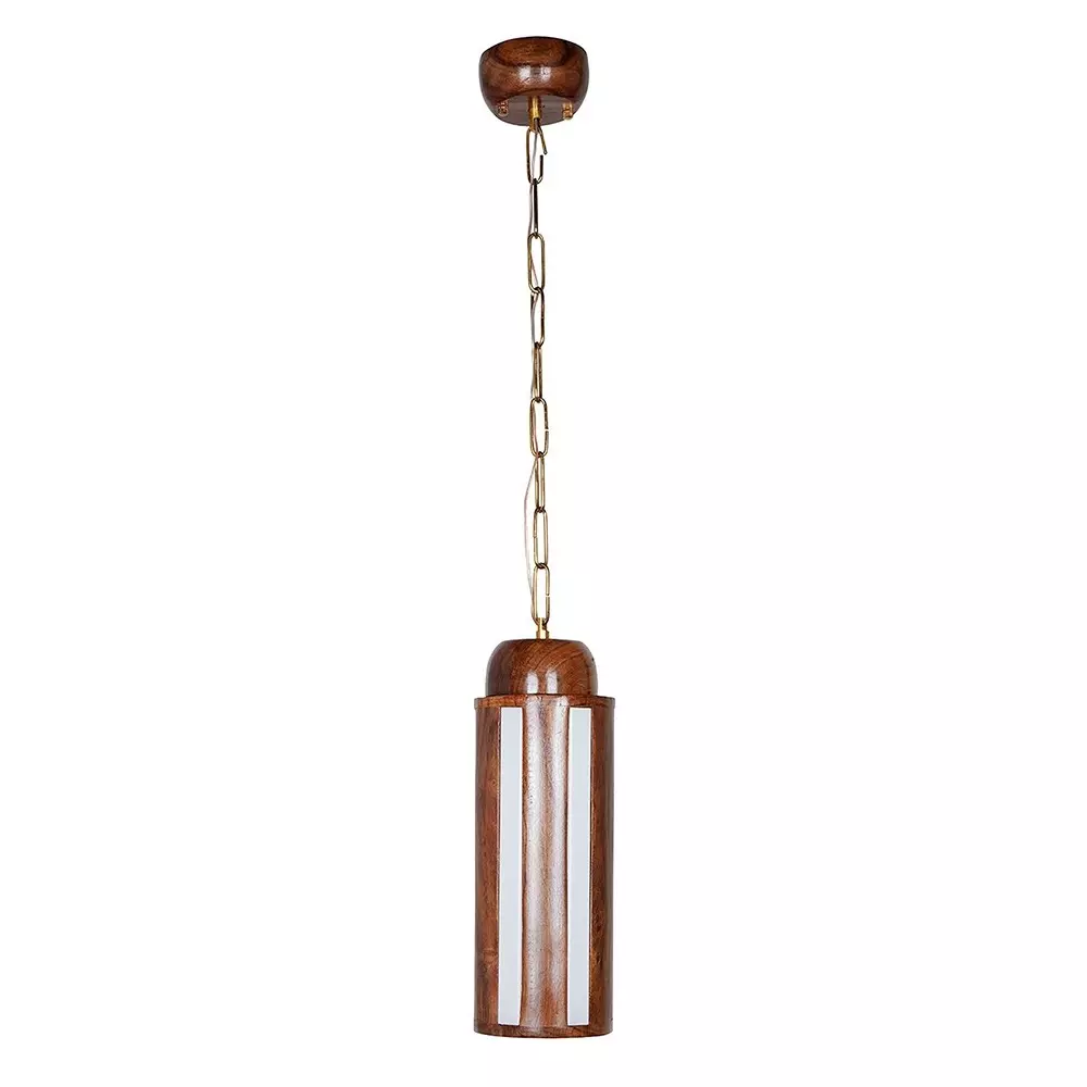 Fos Lighting Hanging Light Modern Wood Cylinder LED Pendant Light