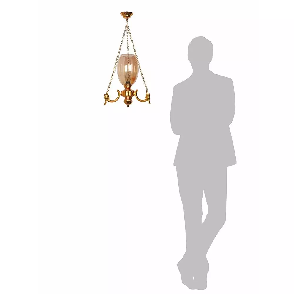 Fos Lighting Hanging Light Traditional Gold Luster Glass Pendant Light with 3-Chain Suspension