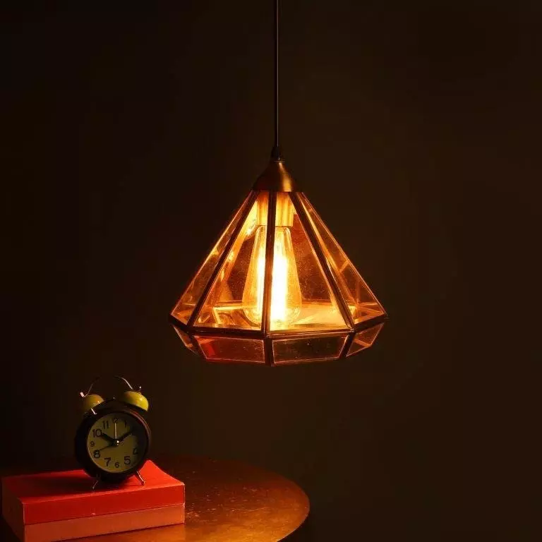 ELIANTE Dorada Hanging Light White & Gold Metal Semi Flush Mount