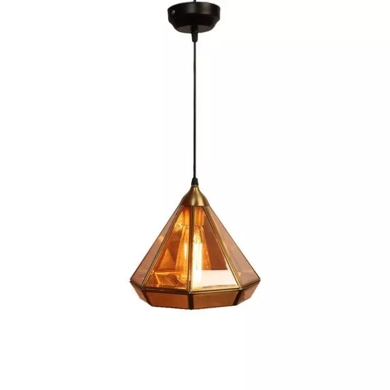 ELIANTE Dorada Hanging Light White & Gold Metal Semi Flush Mount