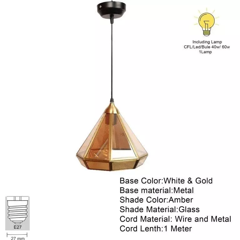 ELIANTE Dorada Hanging Light White & Gold Metal Semi Flush Mount