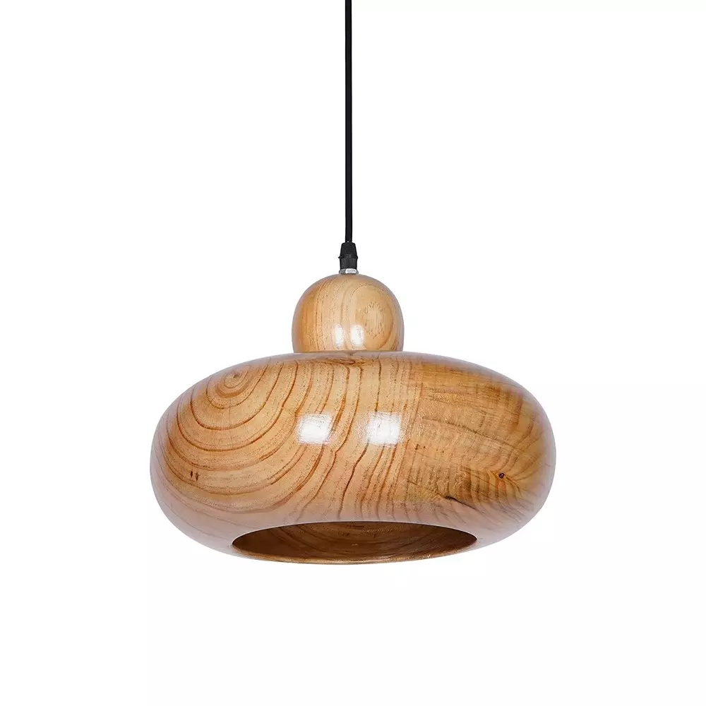 Fos Lighting Modern Pendant Light Natural Beech Wood Bowl 40 W