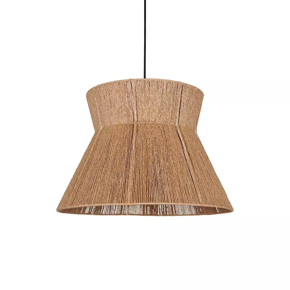 Fos Lighting Hanging Light Bohemian Raffia Hourglass Pendant Light