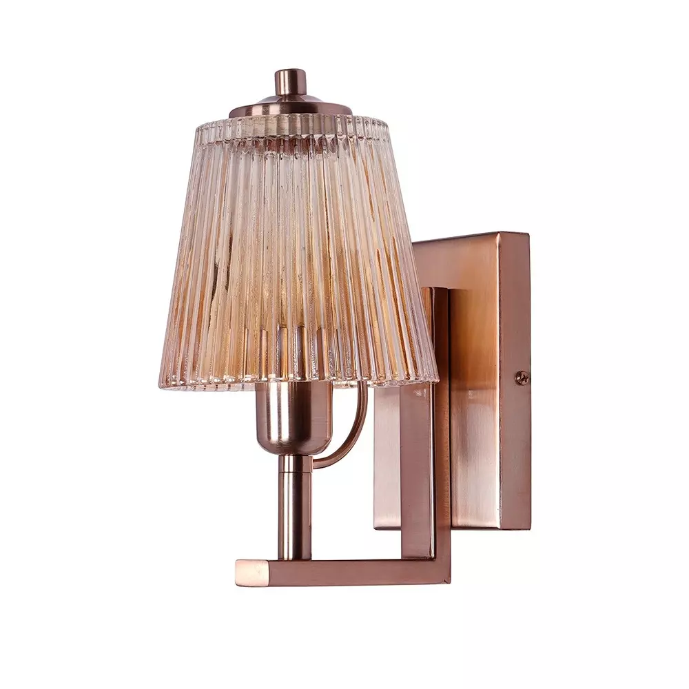 Fos Lighting Wall Light Modern Copper and Glass Ribbed Wall Sconce