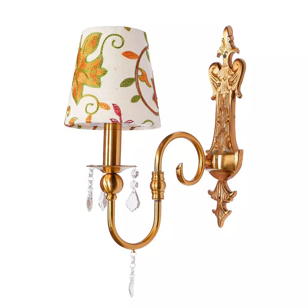 Fos Lighting Wall Light Victoria Antique Brass Wall Sconce with Kashida Shades