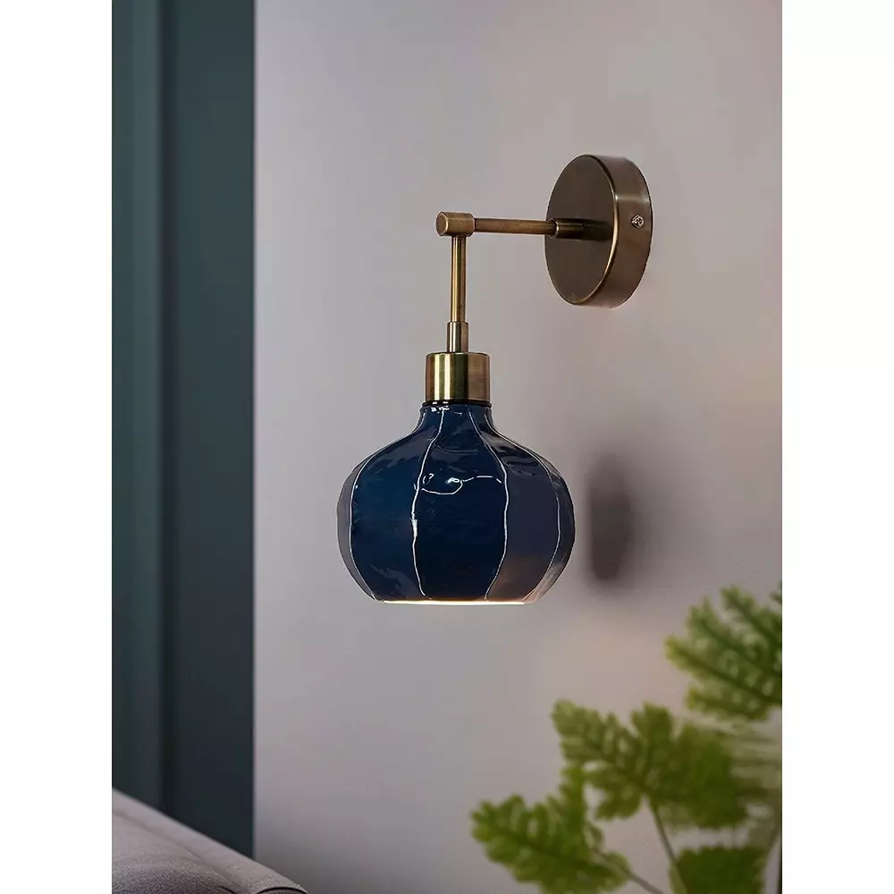 fos-lighting-wall-light-artisanal-blue-enamel-wall-sconce-with-undulated-melon-shade-antique-brass-arm