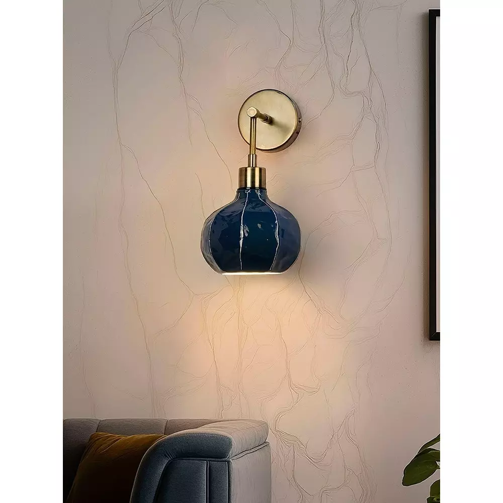 fos-lighting-wall-light-artisanal-blue-enamel-wall-sconce-with-undulated-melon-shade-antique-brass-arm