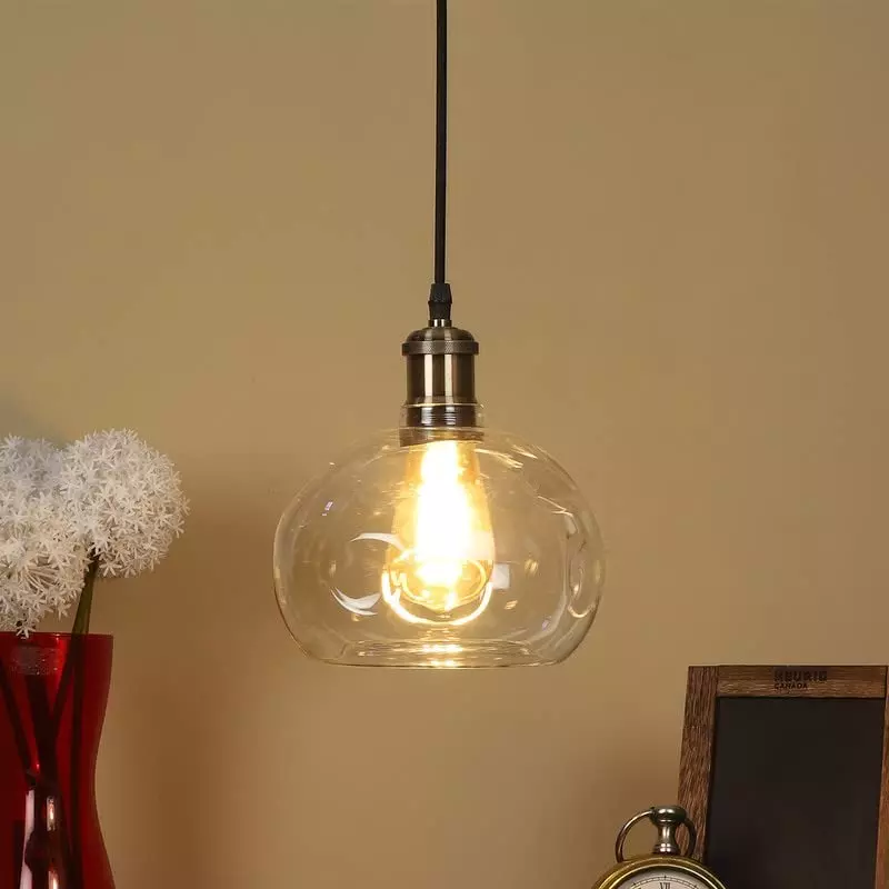ELIANTE Hanging Light Antique Brass Metal AC Semi Flush Mount Without Bulb, Football-Clear-HL
