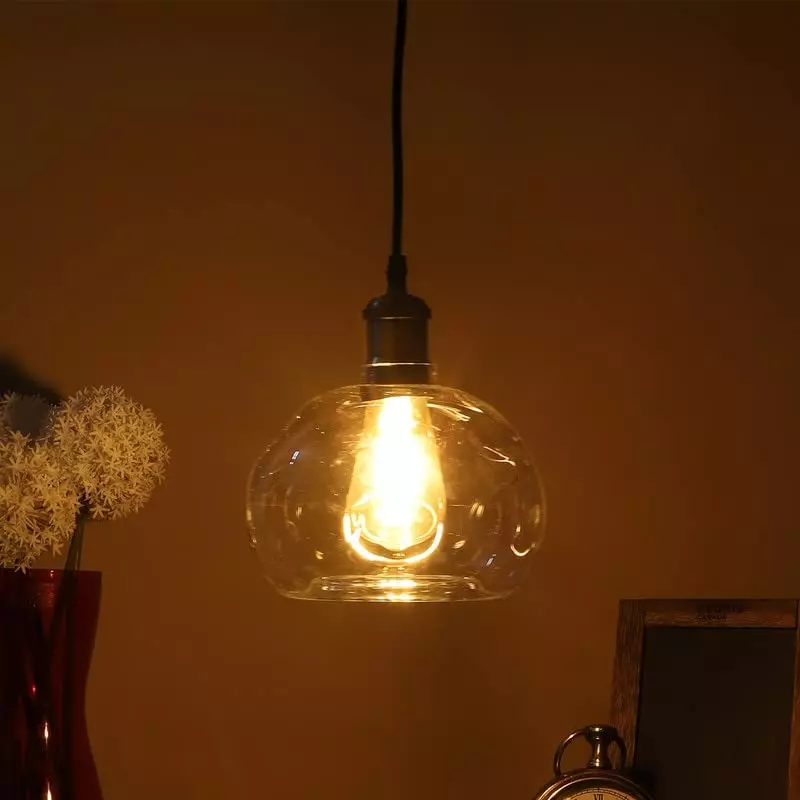 ELIANTE Hanging Light Antique Brass Metal AC Semi Flush Mount Without Bulb, Football-Clear-HL