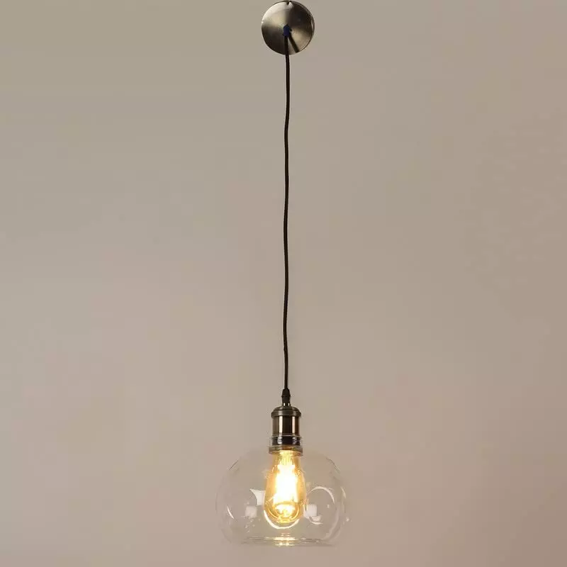 ELIANTE Hanging Light Antique Brass Metal AC Semi Flush Mount Without Bulb, Football-Clear-HL