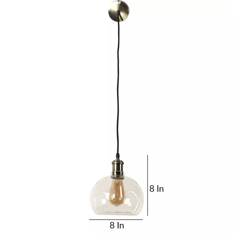 ELIANTE Hanging Light Antique Brass Metal AC Semi Flush Mount Without Bulb, Football-Clear-HL