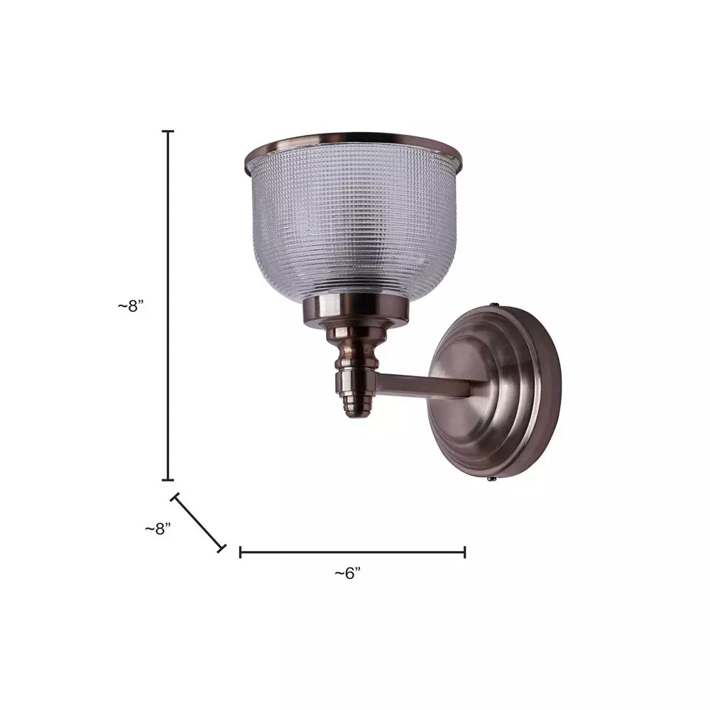 Fos Lighting Wall Light Rose Gold Wall Sconce with Rimmed Glass Shade