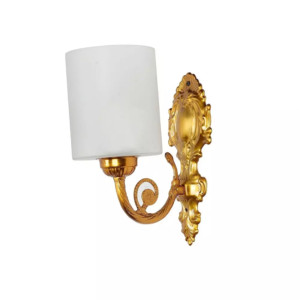Fos Lighting Wall Light Traditional Matte Antique Gold Wall Sconce with Frosted Cylindrical Glass Shade