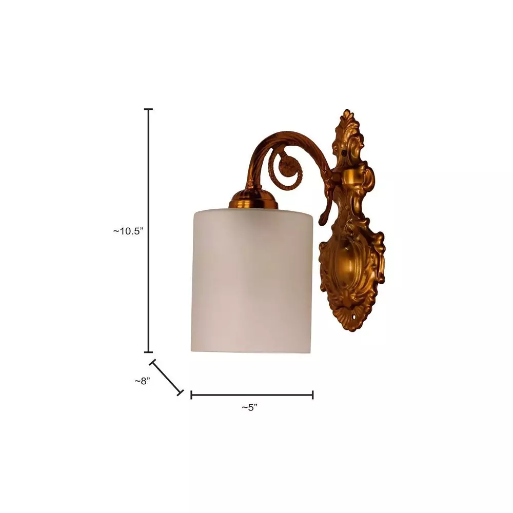 Fos Lighting Wall Light Traditional Matte Antique Gold Wall Sconce with Frosted Cylindrical Glass Shade