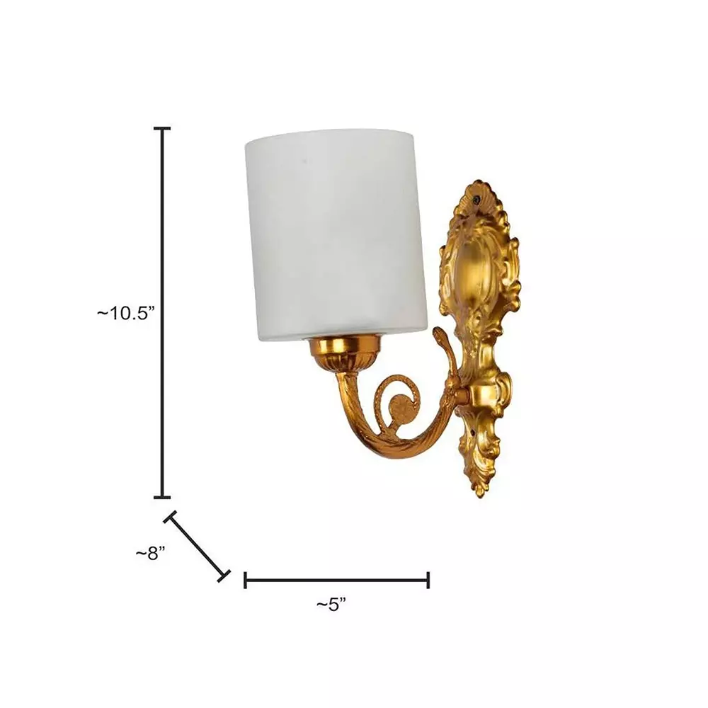 Fos Lighting Wall Light Traditional Matte Antique Gold Wall Sconce with Frosted Cylindrical Glass Shade